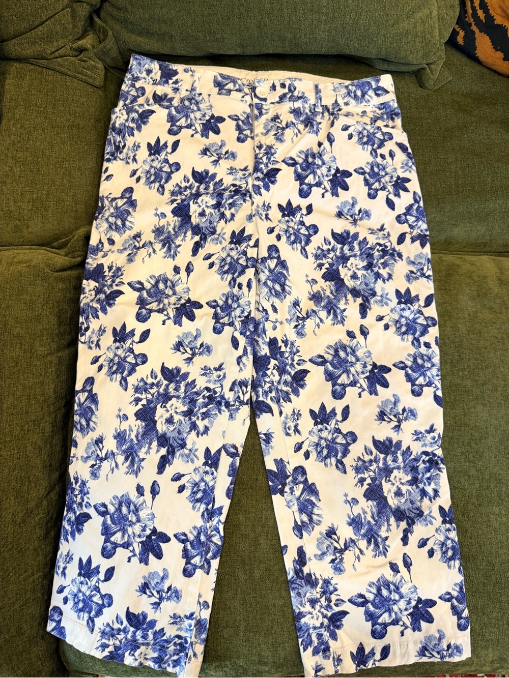 Blue Floral Chinoiserie Print Women’s Jeans